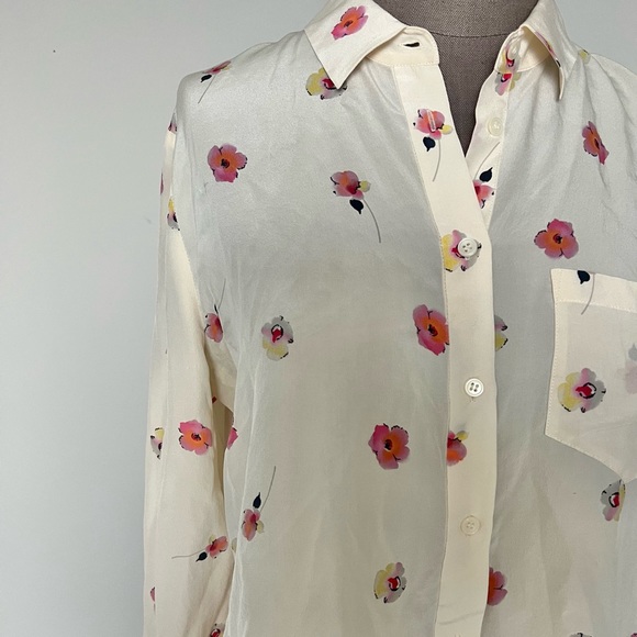Madewell Silk button down floral blouse size medium - Picture 2 of 8
